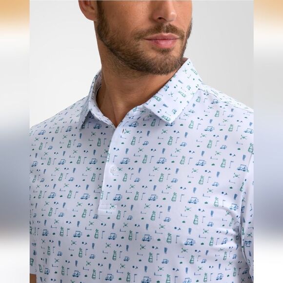 Obla White Golf Performance Polo Shirt Size Large - Picture 3 of 10